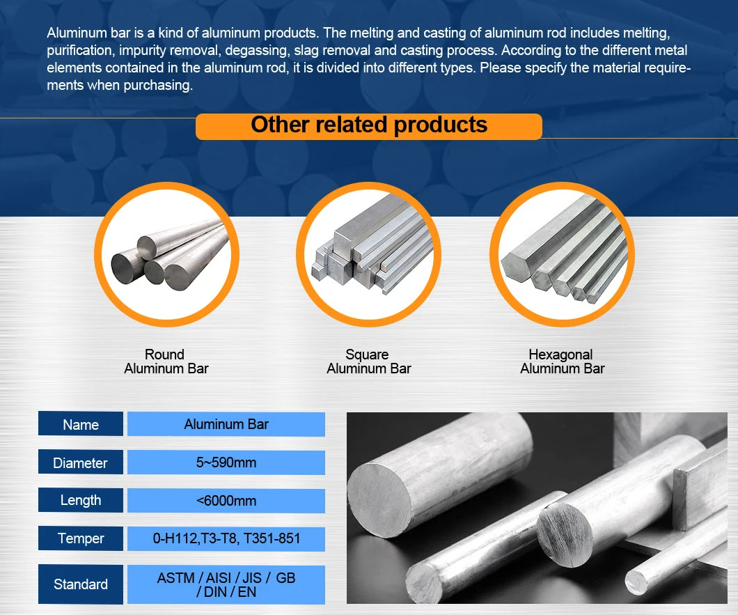 Prime Quality Corrosion Resistance 6000 Series Aluminum Round Bar for Melting Material